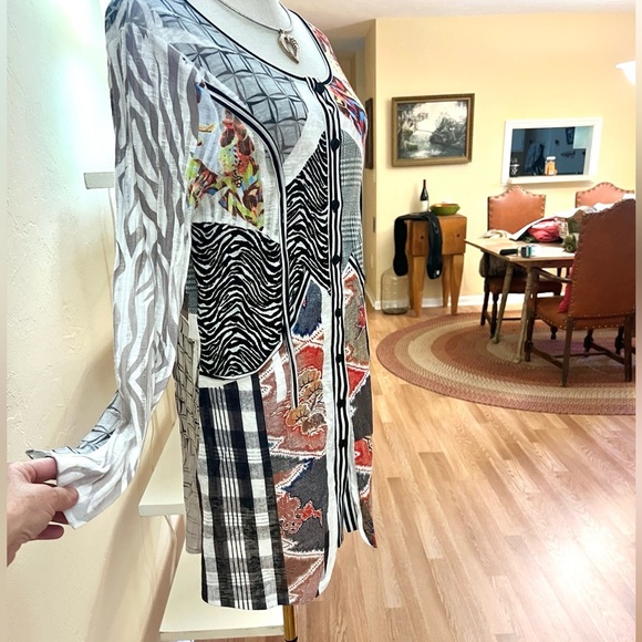 VTG Cache’,Y2K,RARE Button-Front, Patch-Patterned Dress,Pockets,Perfect,Size 6 - Picture 12 of 16